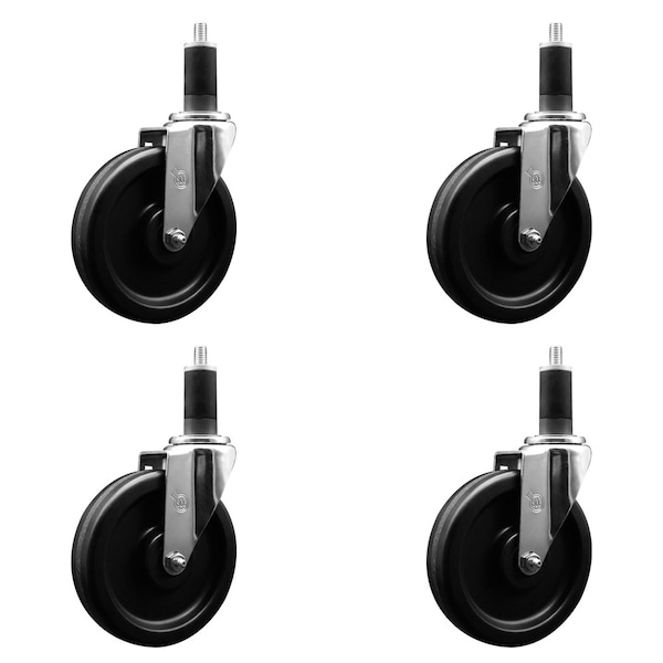 6'' Phenolic Wheel Swivel 1-1/4'' Expanding Stem Caster Set, 4PK